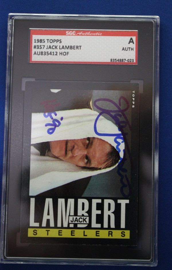 Autographed Signed Jack Lambert 1985 Topps Steelers Rookie Card 387 Sgc Slabbed Certified Authentic