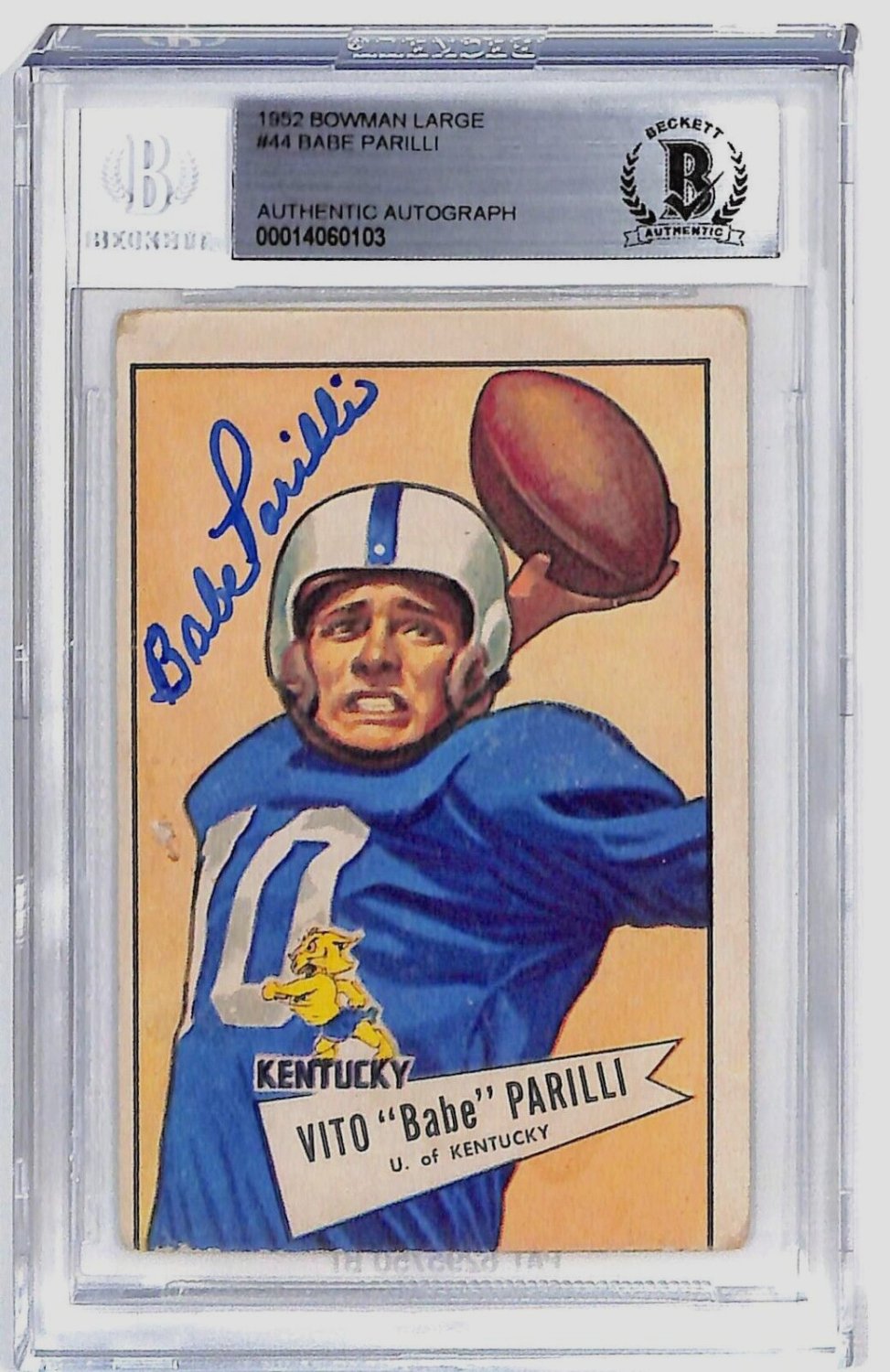 Babe Parilli Autographed Signed 1952 Bowman Large Kentucky #44 Beckett  Beckett