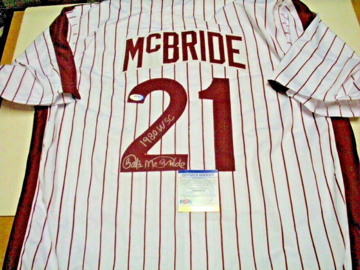 Philadelphia Phillies Bake McBride Autographed Jersey