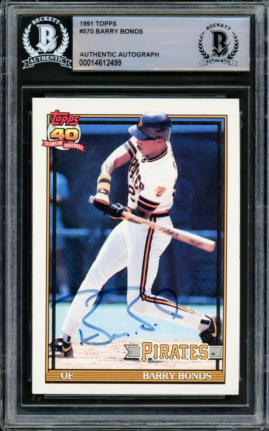 Barry Bonds Autographed Signed 1991 Topps Card #570 Pittsburgh
