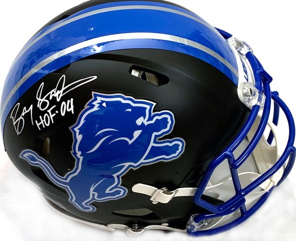 Barry Sanders Autographed Signed Detroit Lions Riddell Matte Black Speed  Authentic Helmet W/HOF 04 Beckett Witness