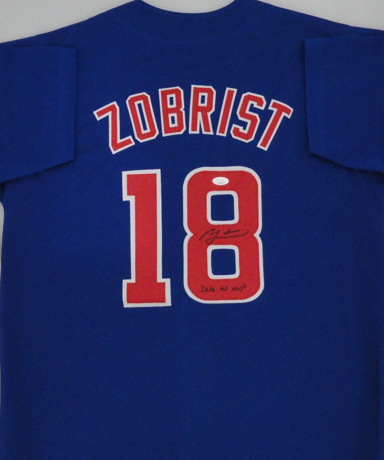 Ben Zobrist Autographed Signed Cubs Custom Replica Blue Jersey Auto With 16  Ws MVP - JSA