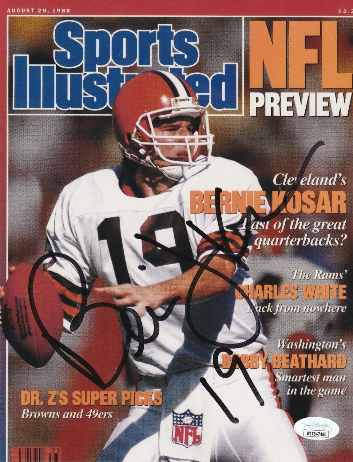 Bernie Kosar Autographed Signed Cleveland Browns JSA Authenticated Sports  Illustrated 8X10