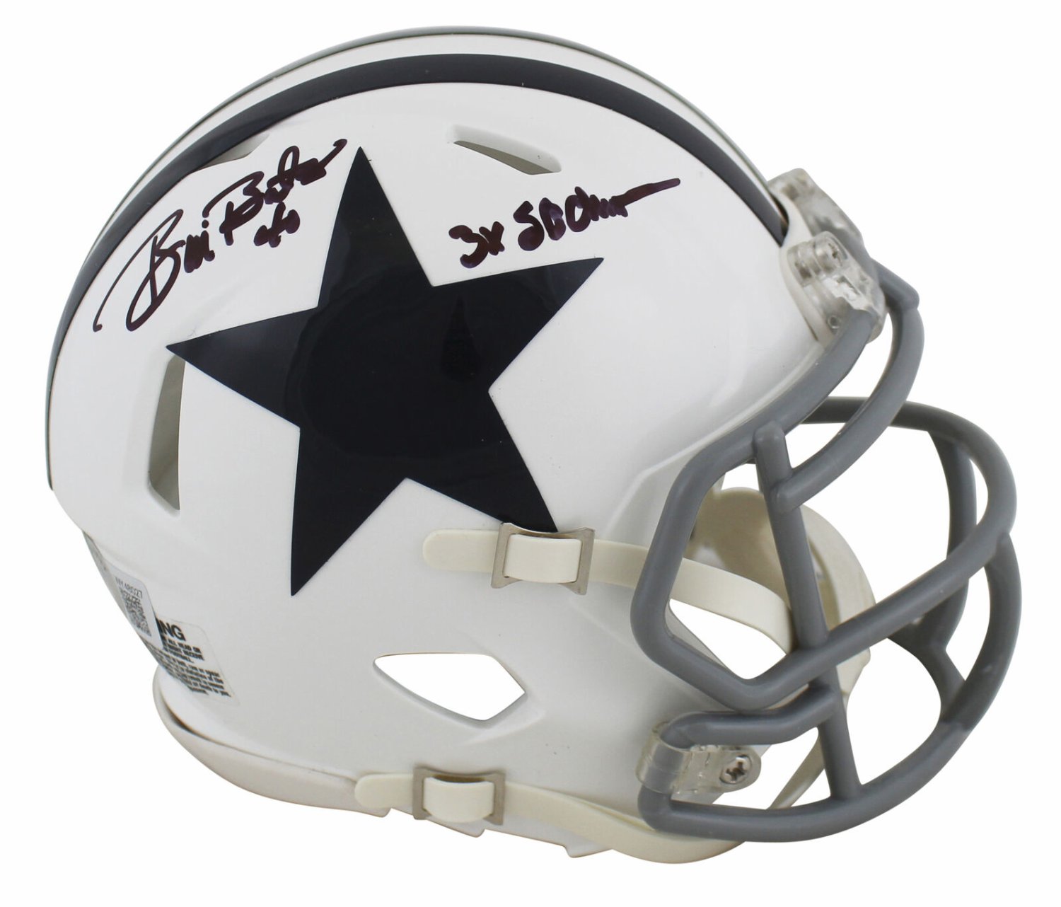 Bill Bates Autographed Signed Cowboys 3X Sb Champ White Tb Speed Mini  Helmet Beckett Witnessed