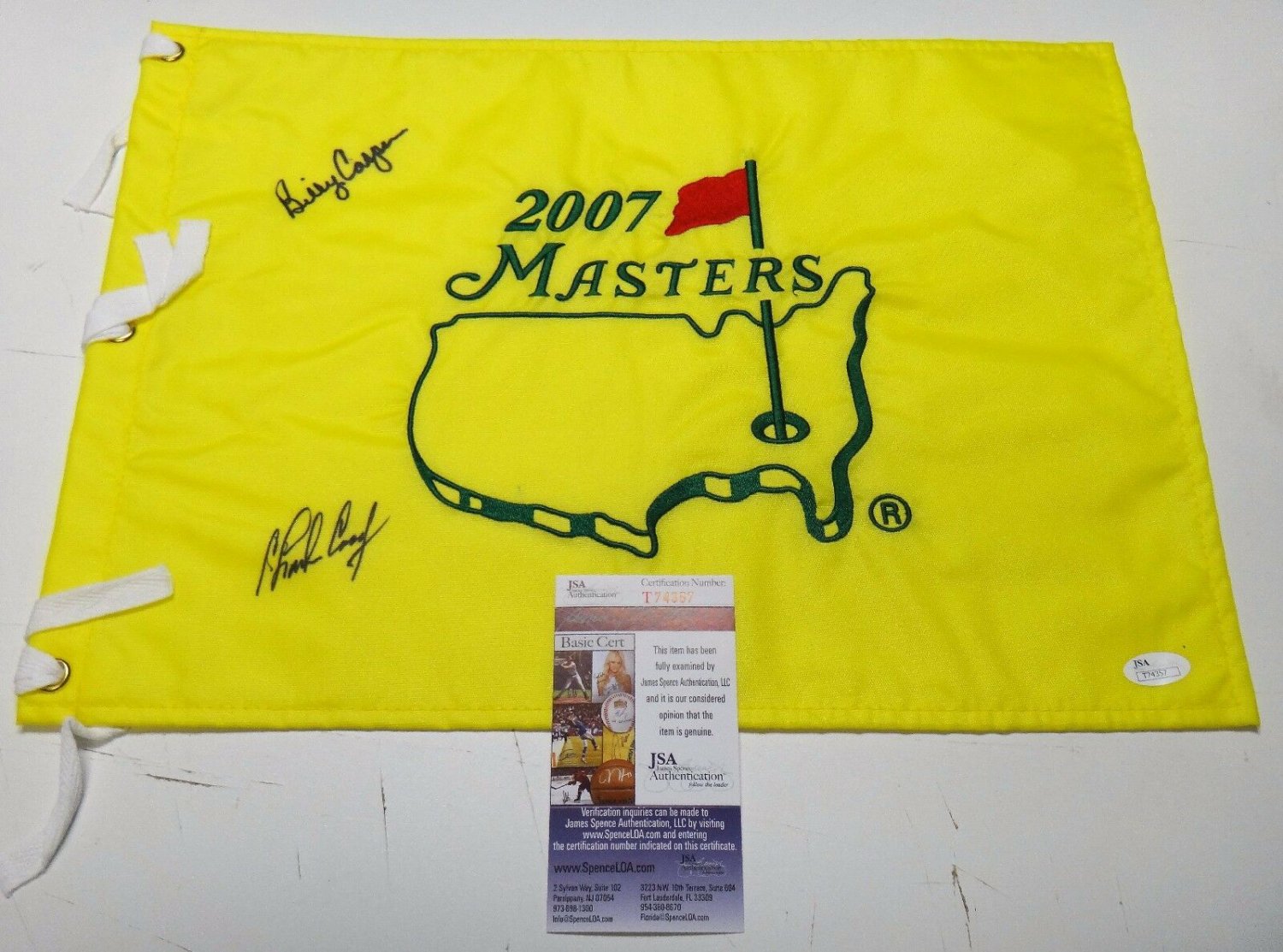 Billy Casper Autographed Signed 07 Charles Coody Masters Golf Flag Jsa Coa