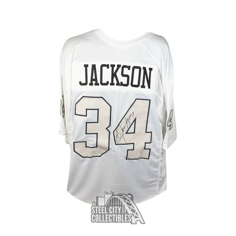 Bo Jackson Autographed Signed Oakland White Custom Football Jersey -  Beckett COA