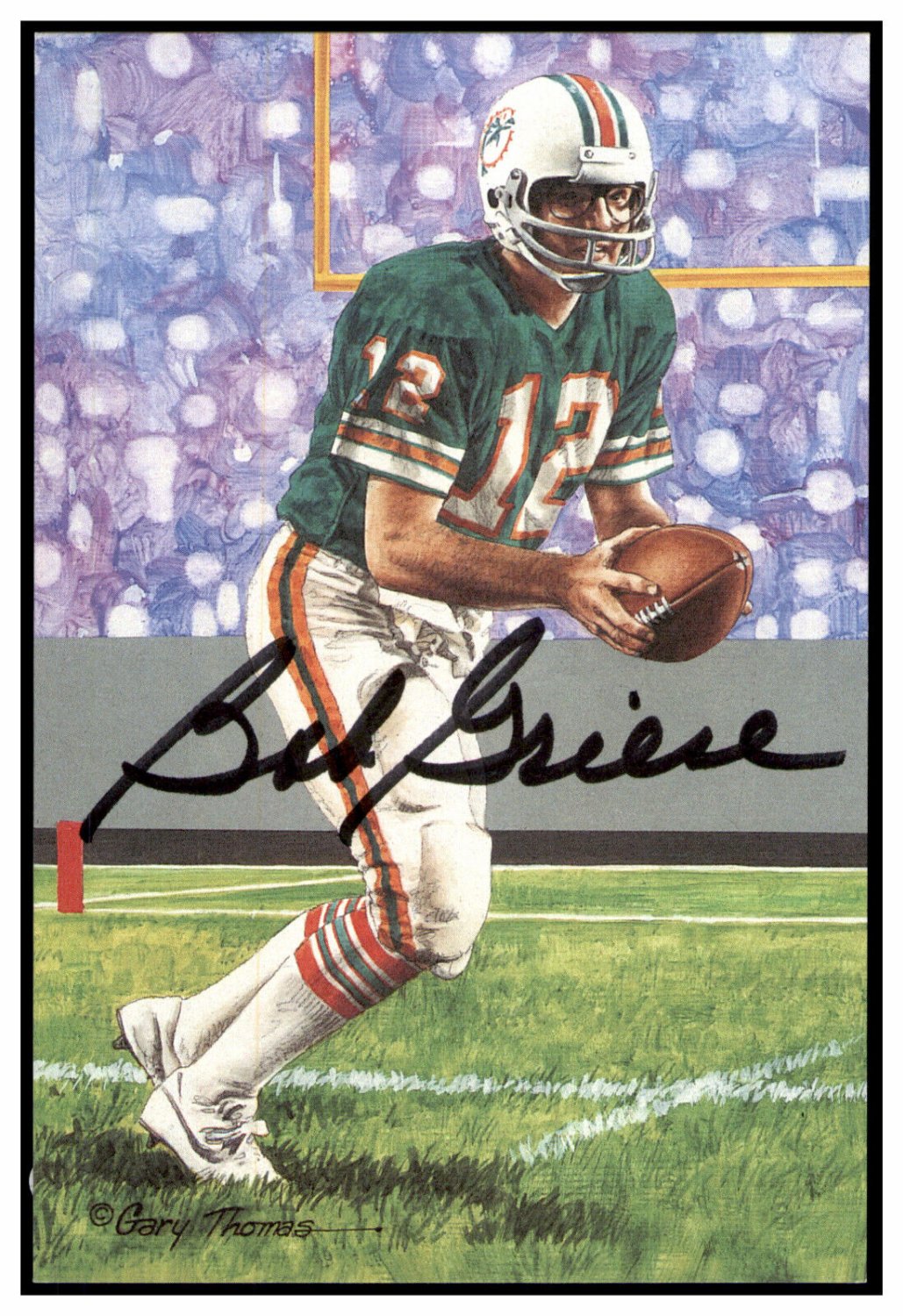 Bob Griese Autographed Signed Goal Line Art Card Glac Dolphins PSA/DNA