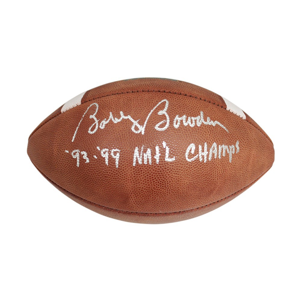 Bobby Bowden Autographed Signed Florida State Seminoles White Panel Logo Football with 93 99 Natl Champs Inscription PSA/DNA Authentication 