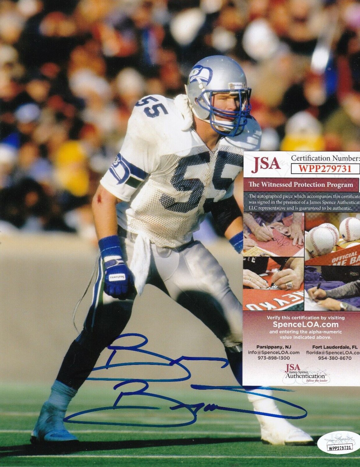 Brian Bosworth Autographed Signed Seattle Seahawks JSA Authenitcated Action  8X10