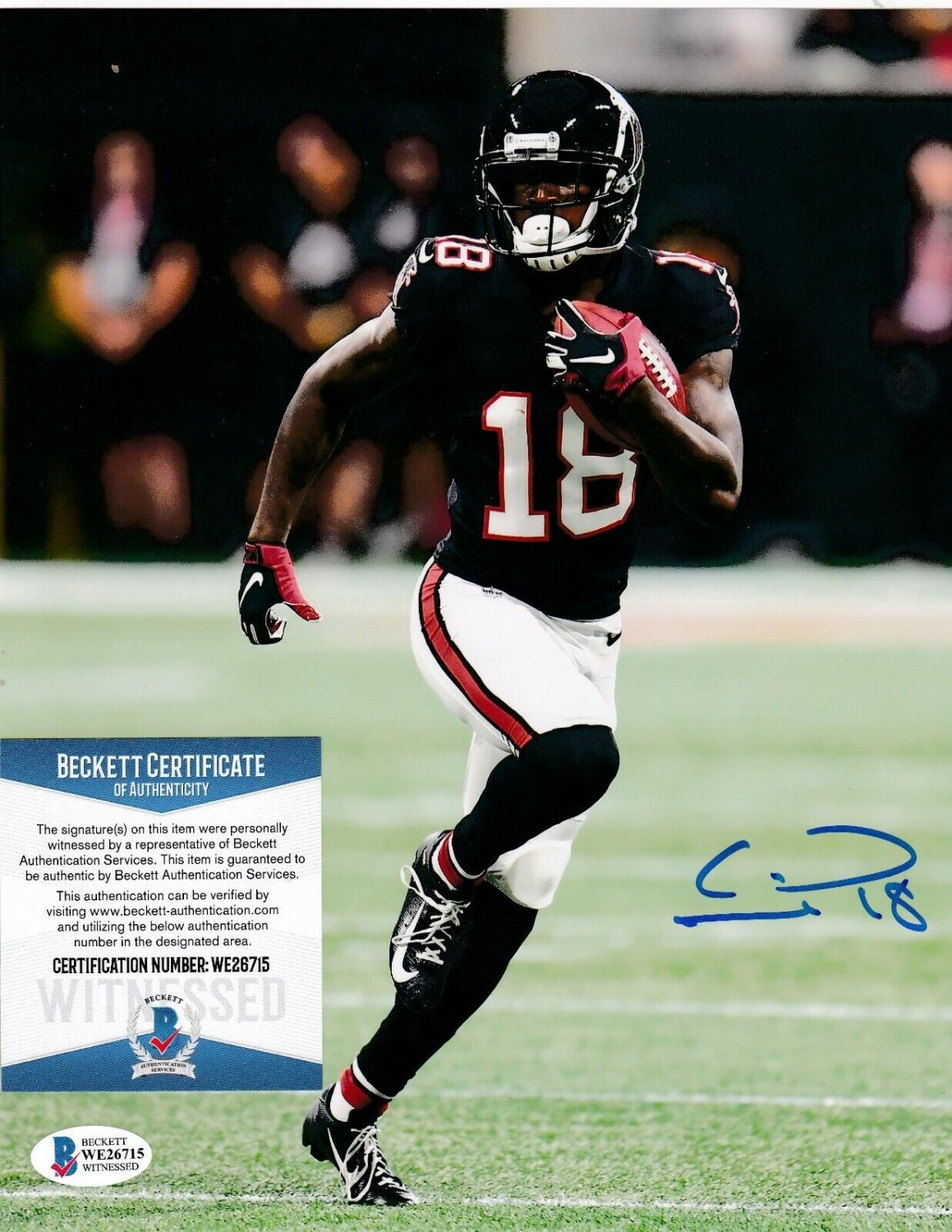 Calvin Ridley Autographed Signed Atlanta Falcons Beckett Authenticated  Action 8X10