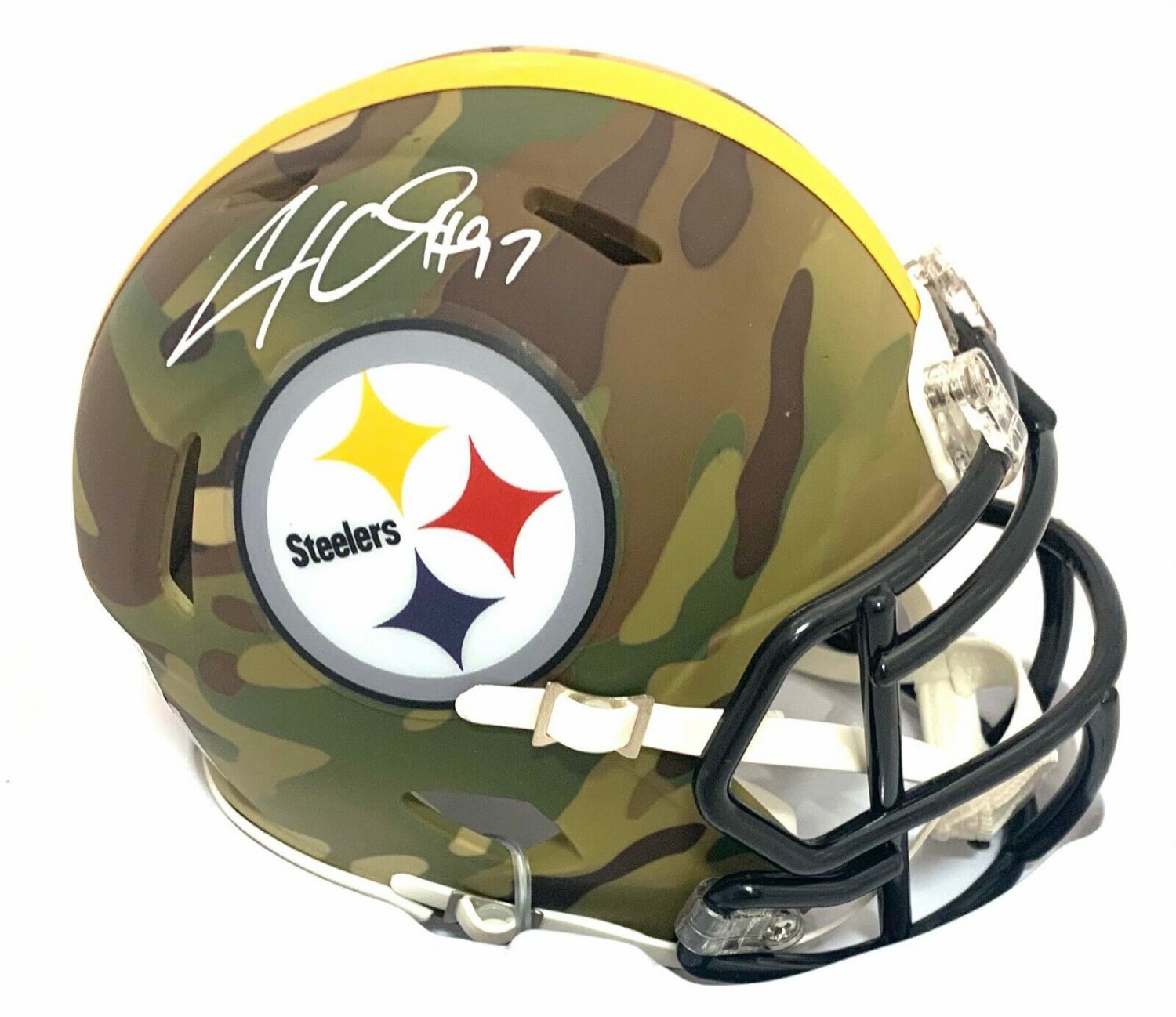 Cameron Heyward Autographed Signed Pittsburgh Steelers Camo Speed Mini  Helmet Beckett COA