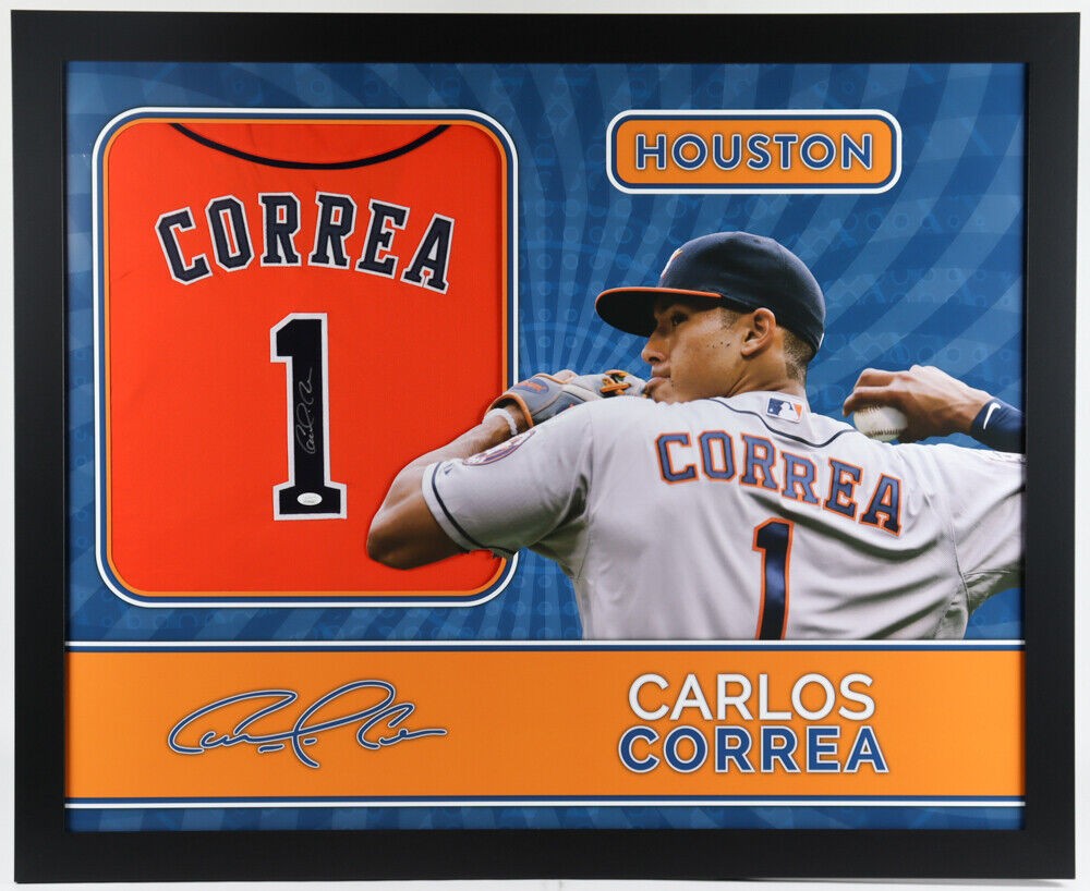 Carlos Correa Autographed Signed Houston Astros 35X43 Framed Jersey (JSA  Hologram) 2015 Roy