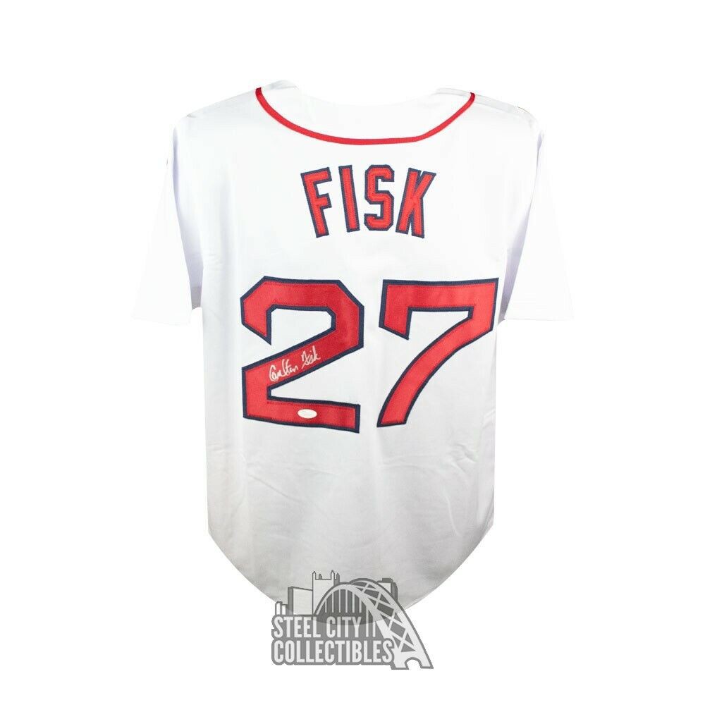 Carlton Fisk Autographed and Framed Boston Red Sox Jersey