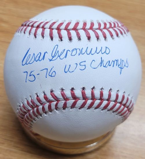 Cesar Geronimo Autographed Signed 75-76 Ws Champs Official Major League  Baseball Beckett - Autographs