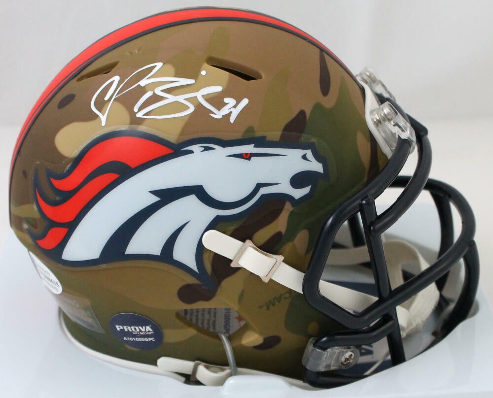 Champ Bailey Autographed Signed Denver Broncos Camo Speed Mini Helmet-  Beckett W Auth White