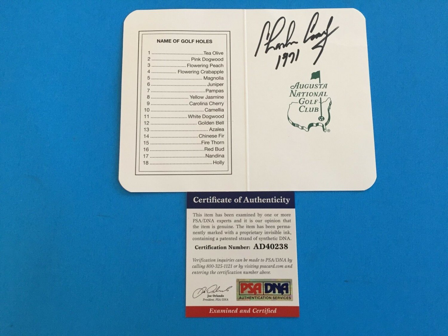 Charles Coody Autographed Signed 1971 Masters Champions Auto Scorecard Psa Dna Coa