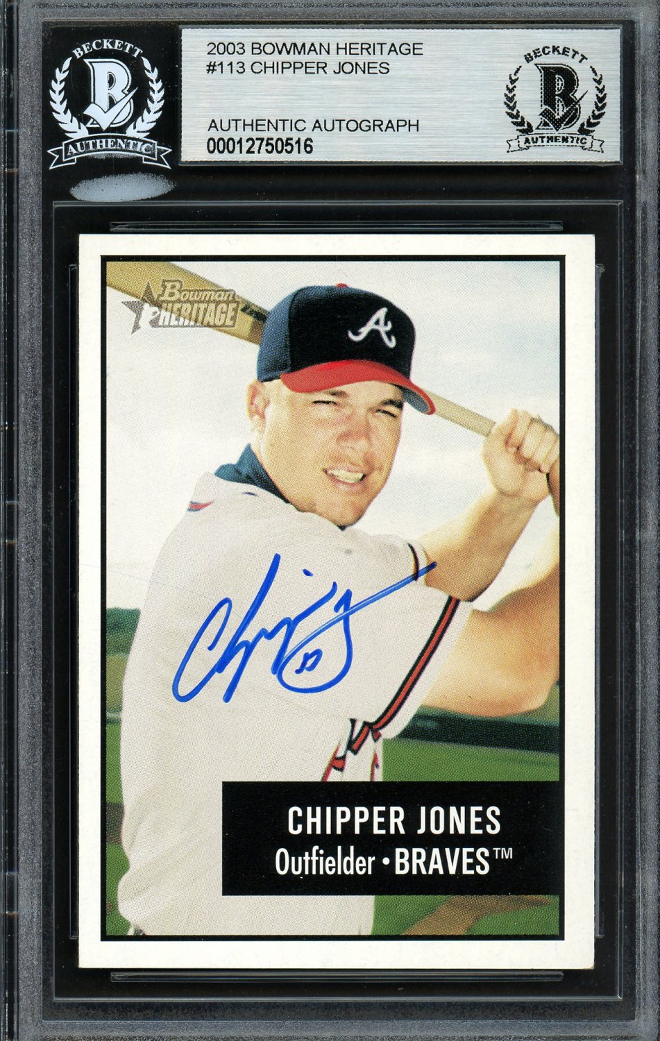 Chipper Jones Autographed Signed 2003 Bowman Heritage Card #113