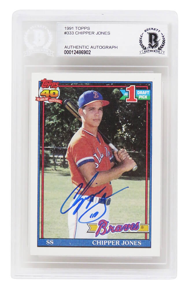 Chipper Jones Autographed Signed Atlanta Braves 1991 Topps Rookie Trading  Card #333 - (Beckett Encapsulated)