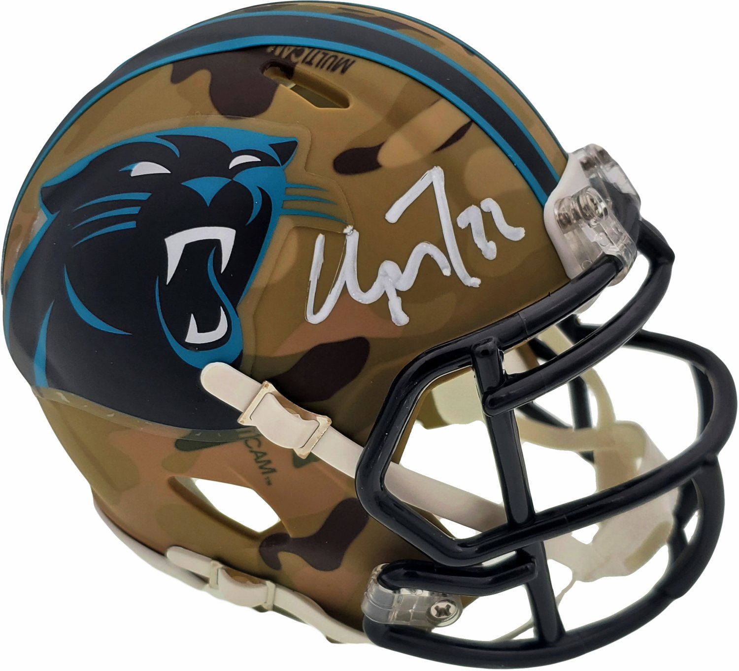 Christian Mccaffrey Autographed Signed Carolina Panthers Camo Speed Mini  Helmet Beckett Beckett