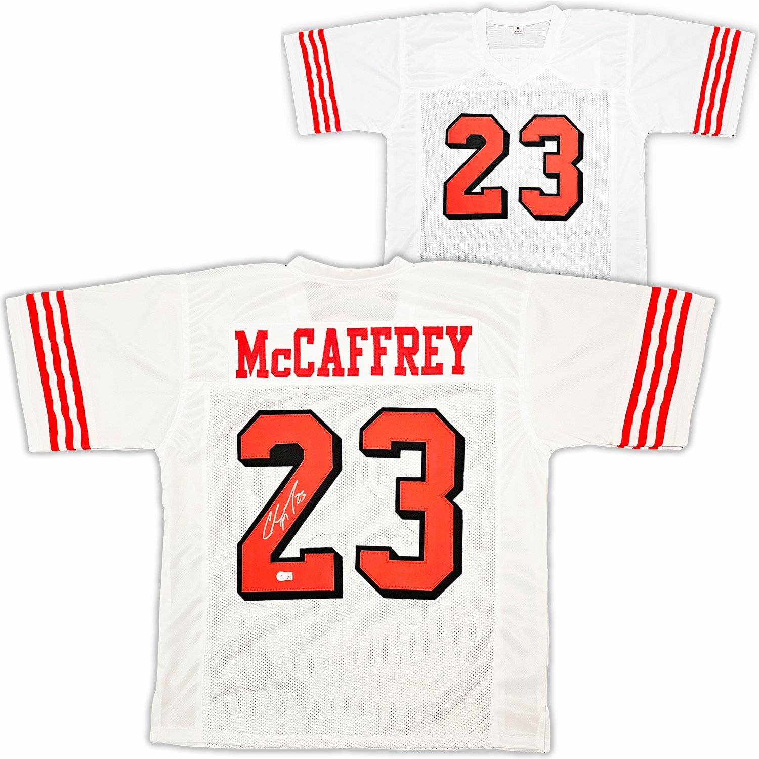 Christian McCaffrey Autographed San Francisco Custom Red Alternate Football  Jersey - BAS