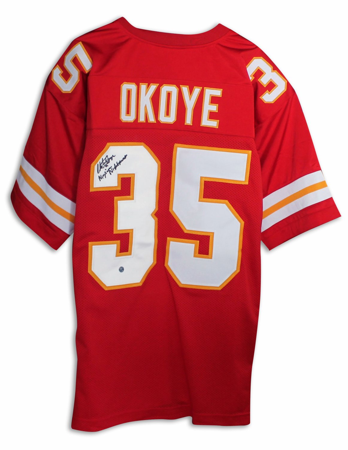 Christian Okoye Kansas City Chiefs Red Jersey Inscribed Nigerian