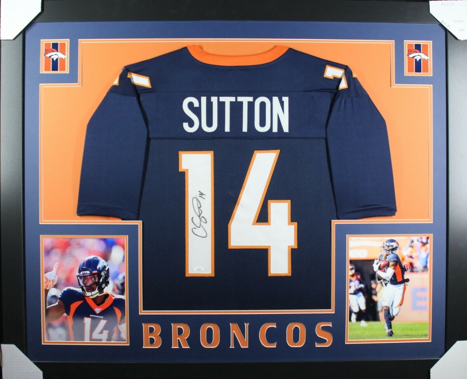 Courtland Sutton Autographed Signed (Broncos Blue Skyline) Framed Jersey JSA