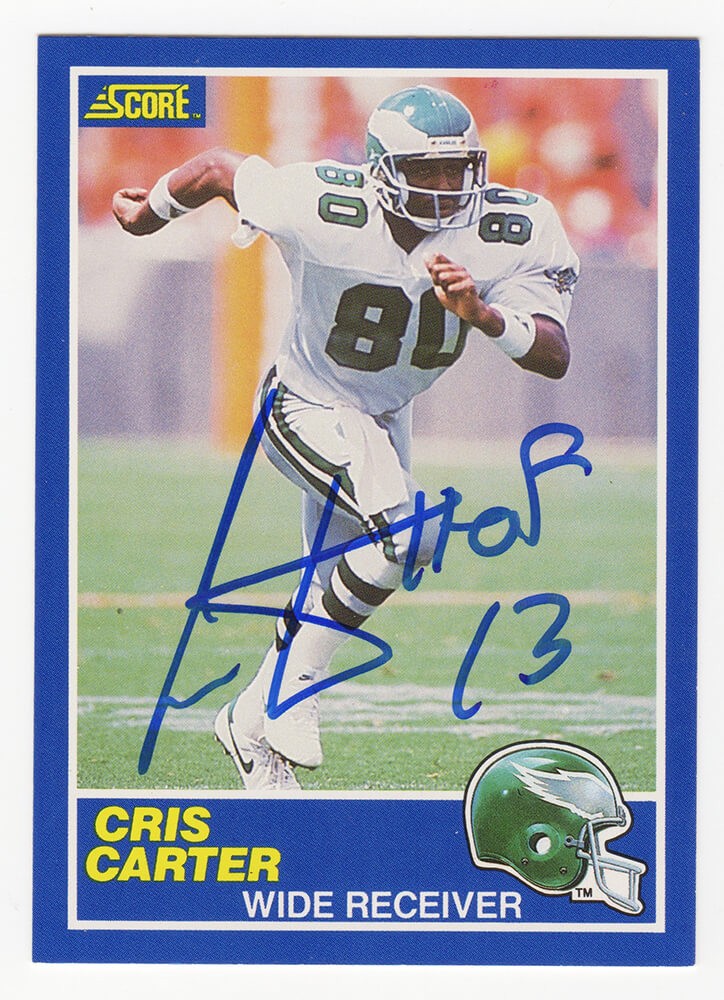 Cris Carter Autographed Signed Philadelphia Eagles 1989 Score Football  Rookie Card #72 w/HOF'13