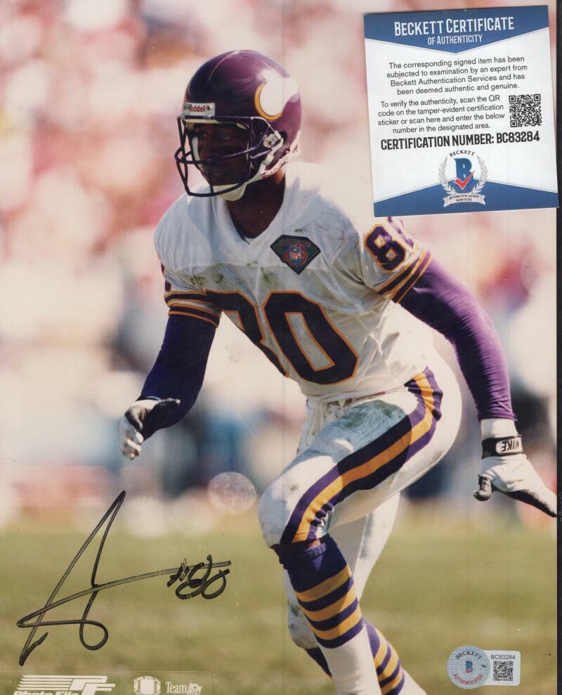 Cris Carter Autographed Signed Vikings Slight Smear 8X10 Photo Beckett