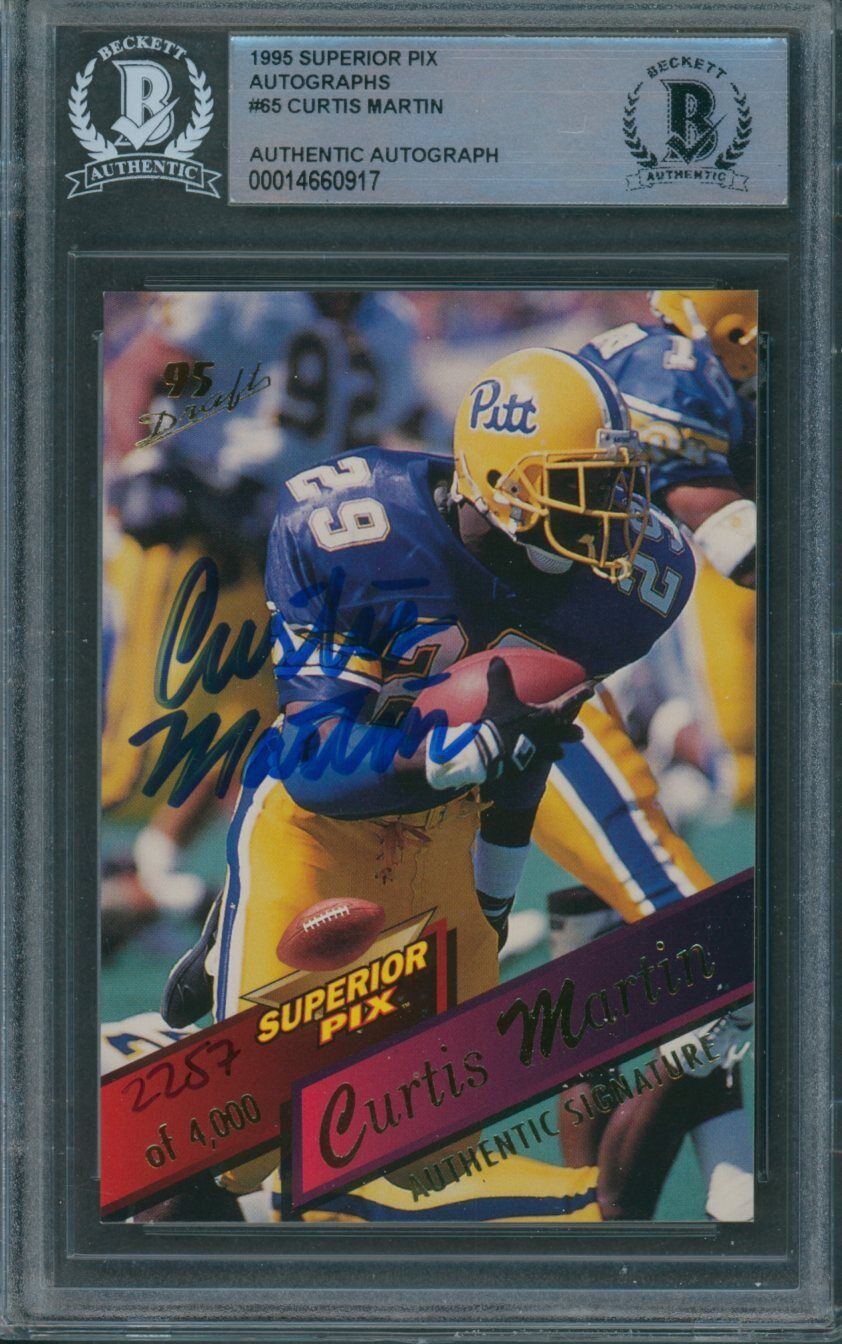 Curtis Martin Autographed Signed 1995 Superior Pix Autographs #65 Beckett  Authentic 0917