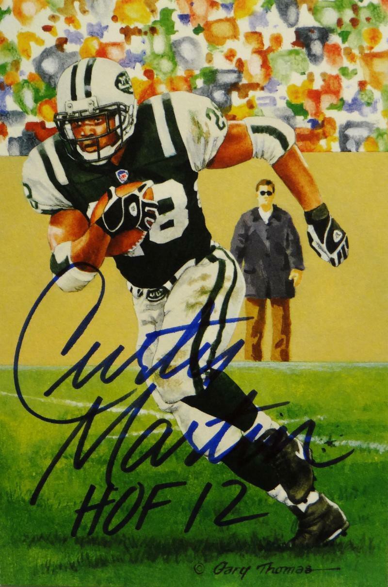 Curtis Martin Autographed Signed New York Jets Goal Line Art Card With HOF-  JSA W Auth