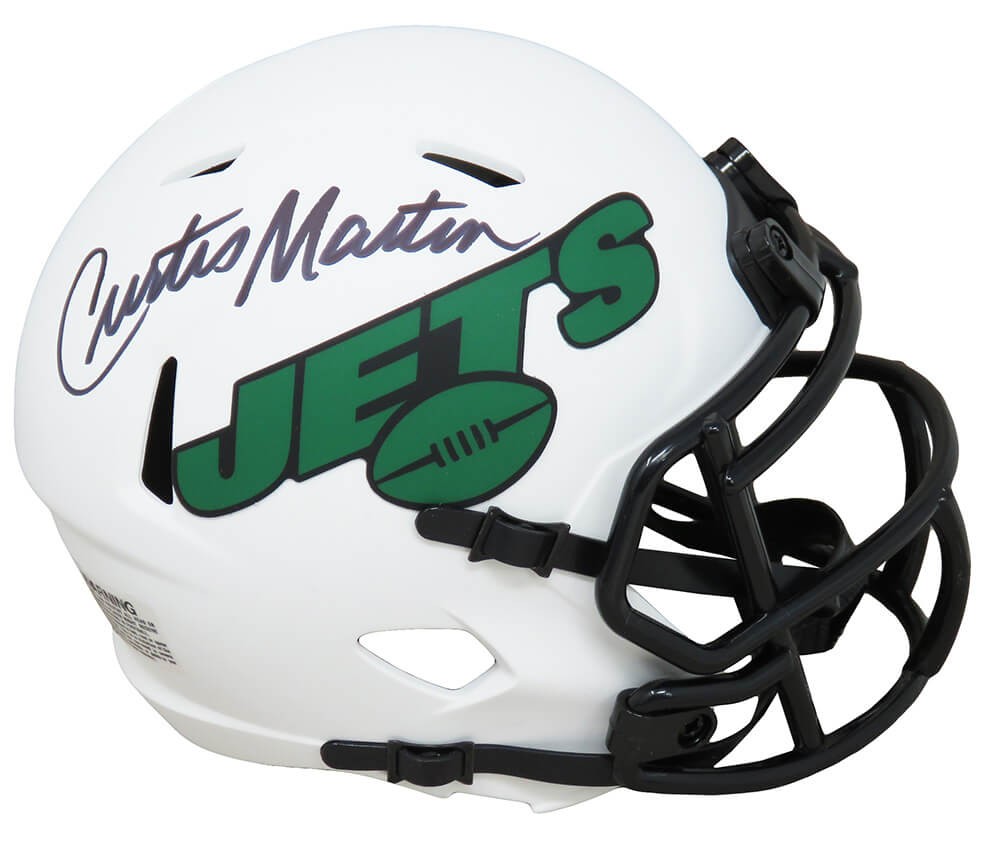 Curtis Martin Autographed Signed New York Jets Lunar Eclipe White Matte  Riddell Speed Mini Helmet