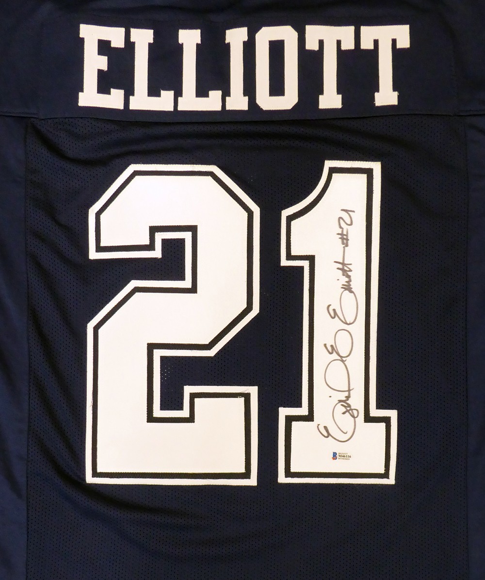 Dallas Cowboys Ezekiel Elliott Autographed Signed Blue Jersey ...