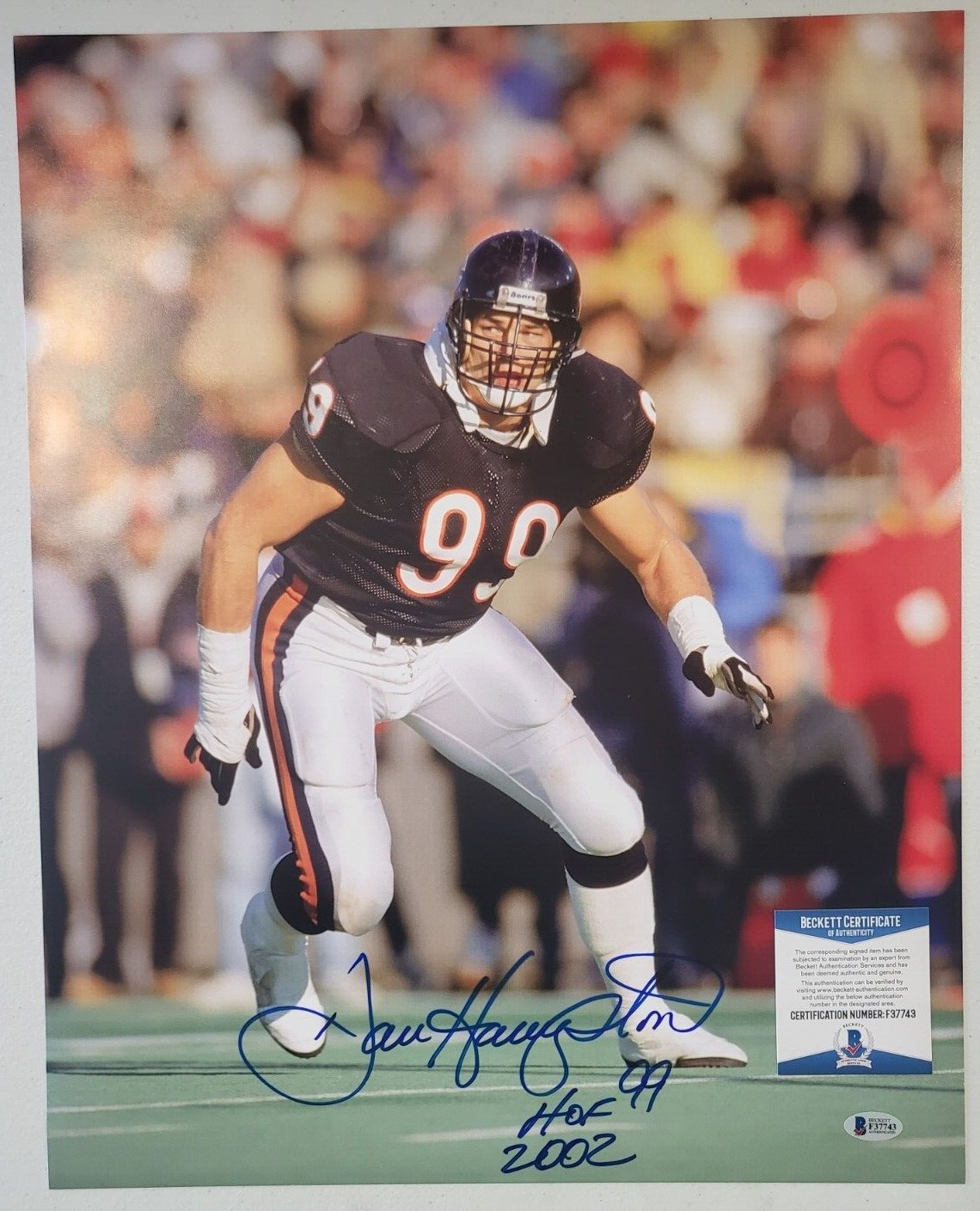 Dan Hampton Autographed Signed #99 HOF 2002 16X20 Photo Beckett