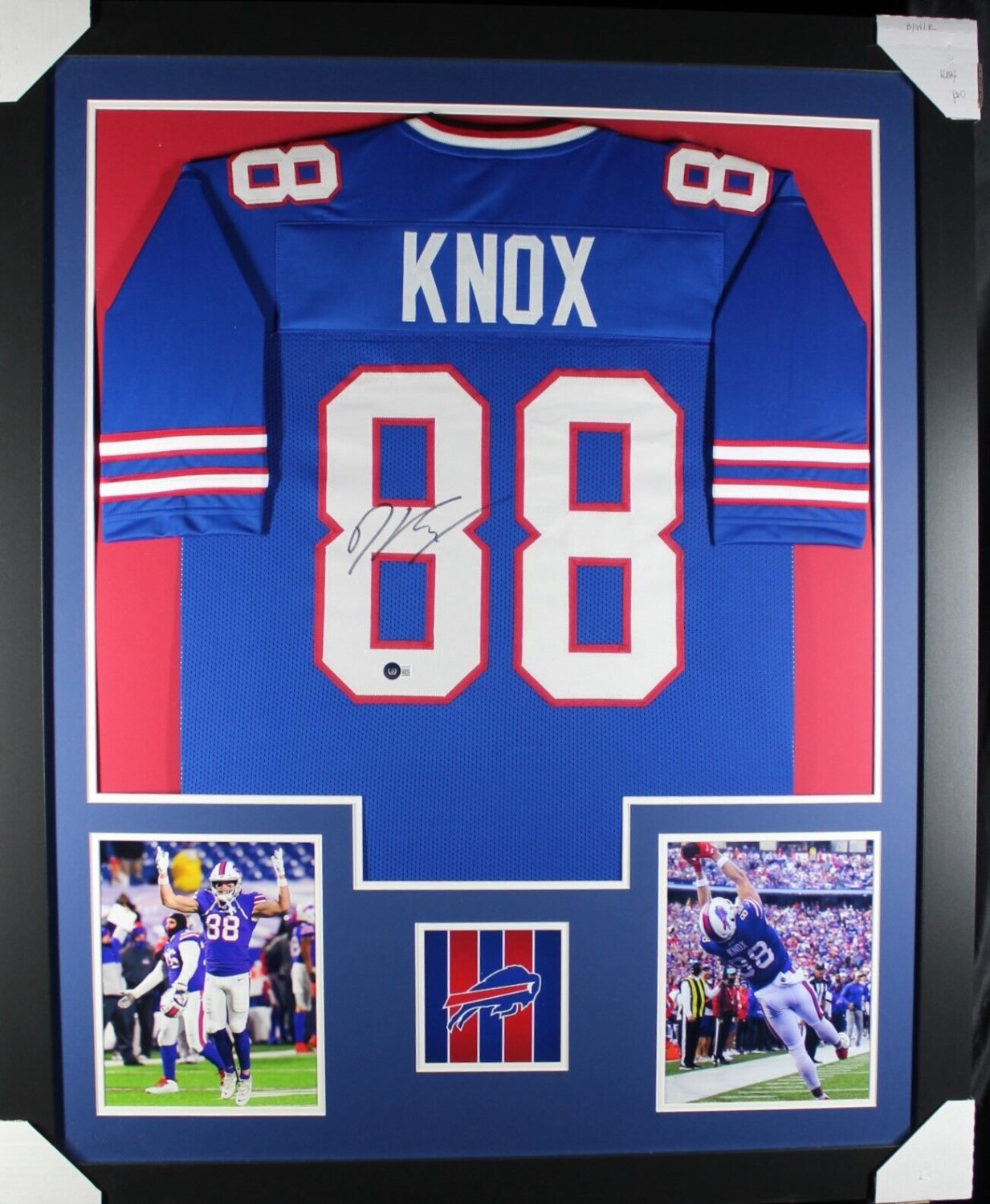 Dawson Knox Autographed Signed (Bills Blue Tower) Framed Jersey Beckett