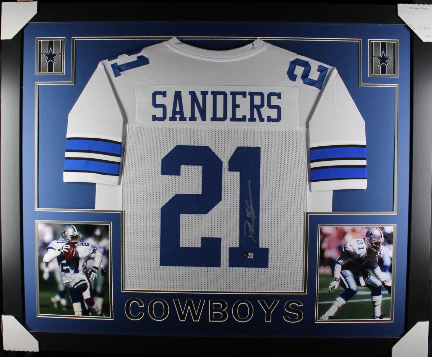 Deion Sanders Autographed Dallas Cowboys Jersey Framed BAS Signed  Memorabilia