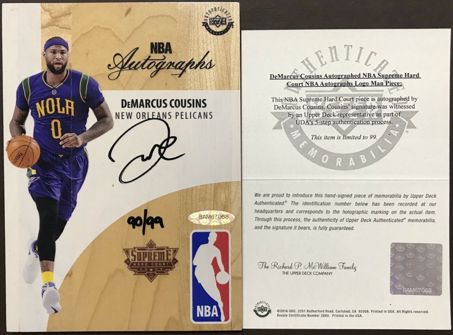 demarcus cousins autograph
