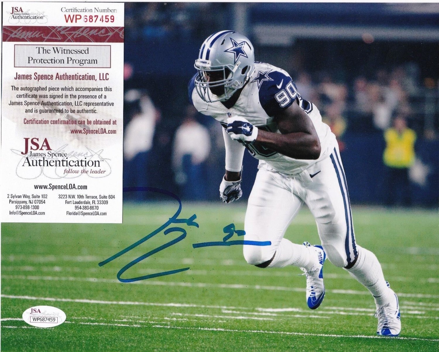 Demarcus Lawrence Autographed Signed Dallas Cowboys JSA Authenticated  Action 8X10