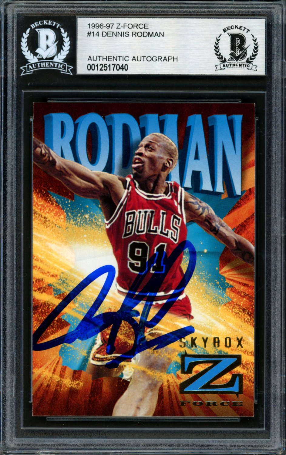 Chicago Bulls Dennis Rodman Autographed Red Jersey Beckett BAS