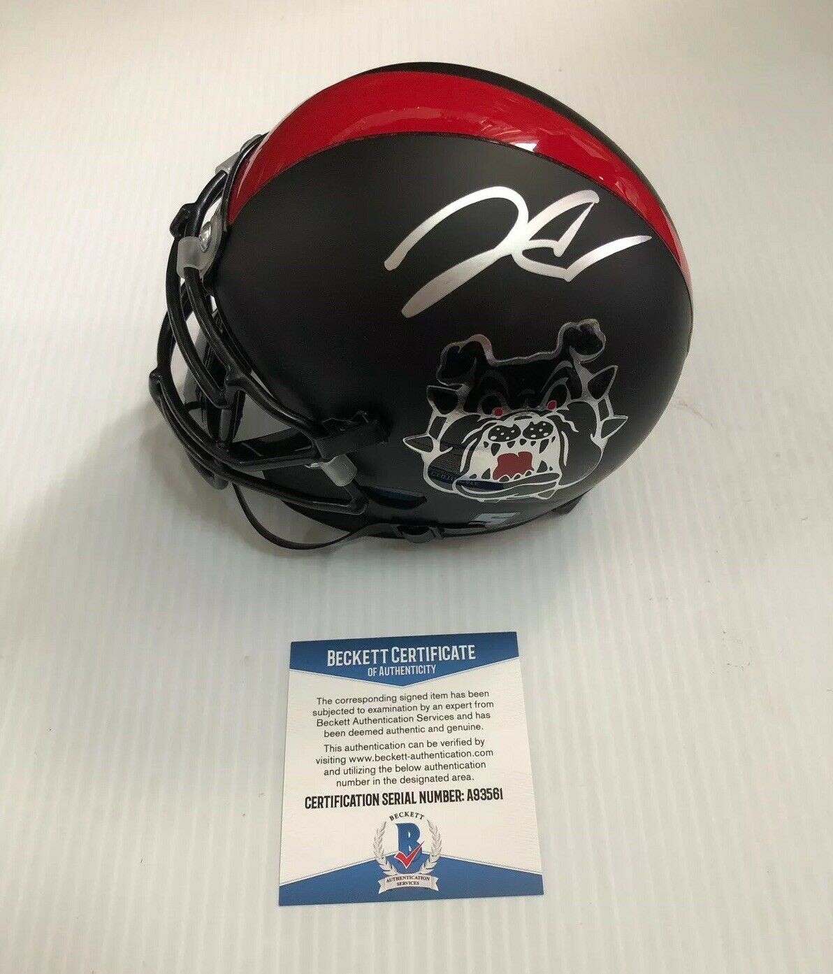 Derek Carr Autographed Signed Autographed Fresno State Bulldogs Mini