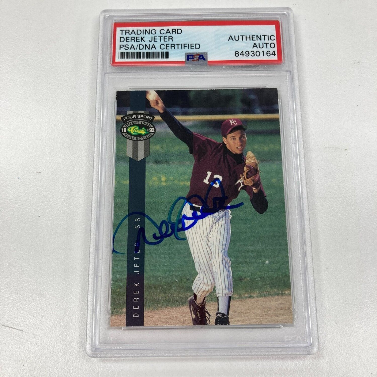 Derek Jeter Autographed Signed 1992 Four Sport Classic Rookie Baseball Card  Auto #231 PSA