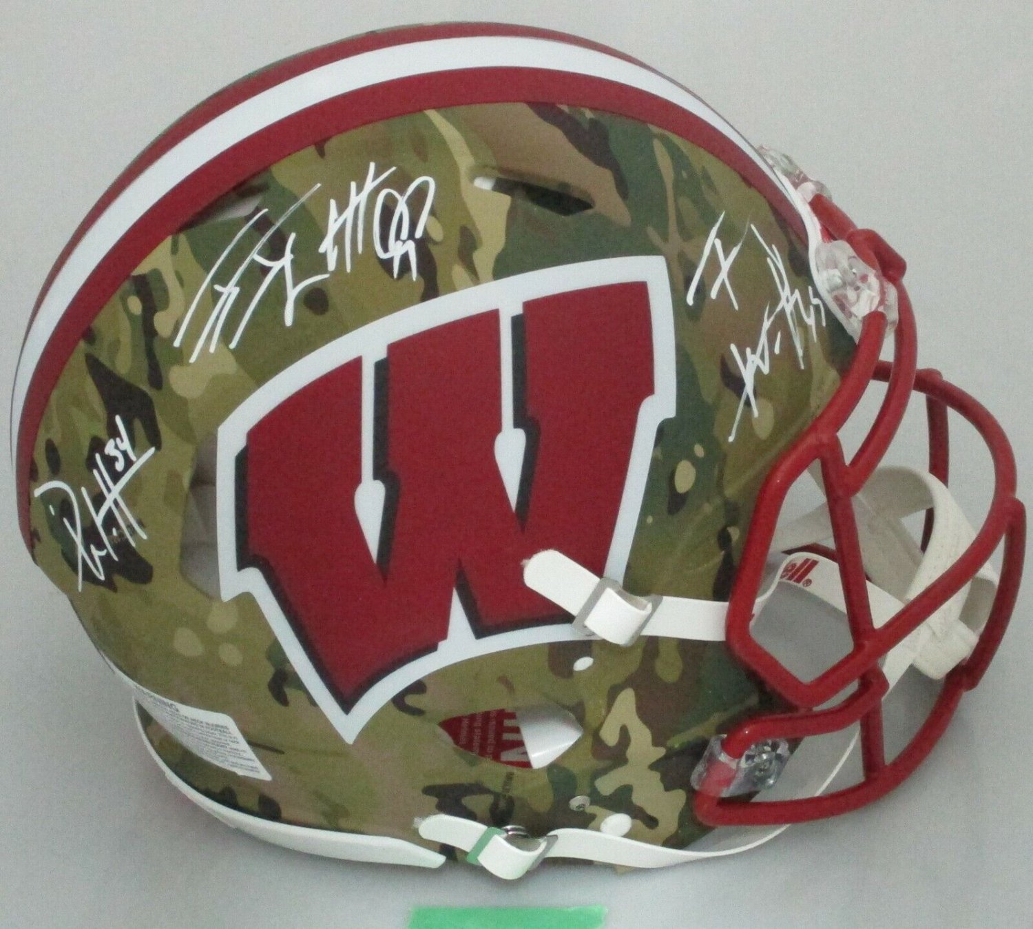 Derek Watt Autographed Signed Badgers Jj Tj & Triple Fullsize Camo  Authentic Helmet Auto JSA