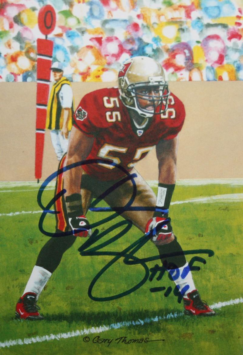 Derrick Brooks Autographed Signed Tb Buccaneers Goal Line Art Card With  HOF-JSA W Auth Blue L