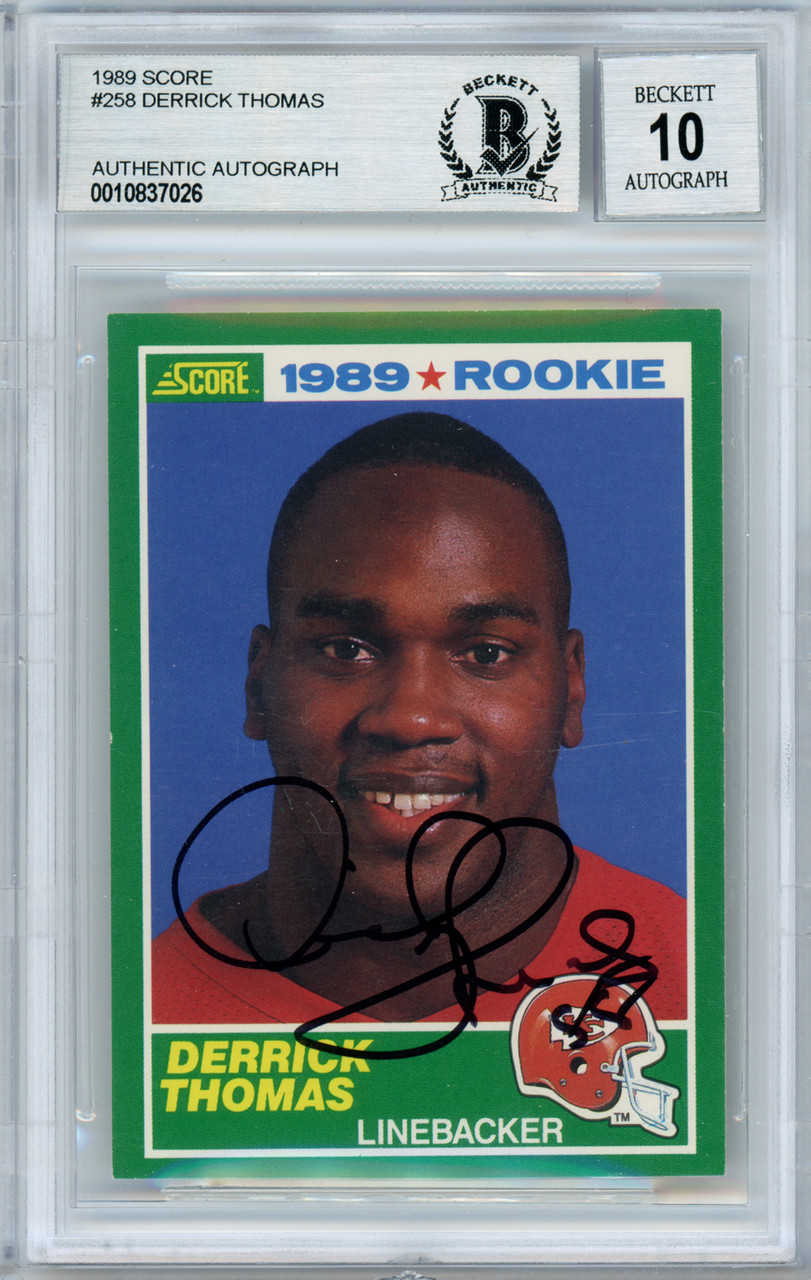 Derrick Thomas Autographed Signed 1989 Score Rookie Card 258 Kansas 
