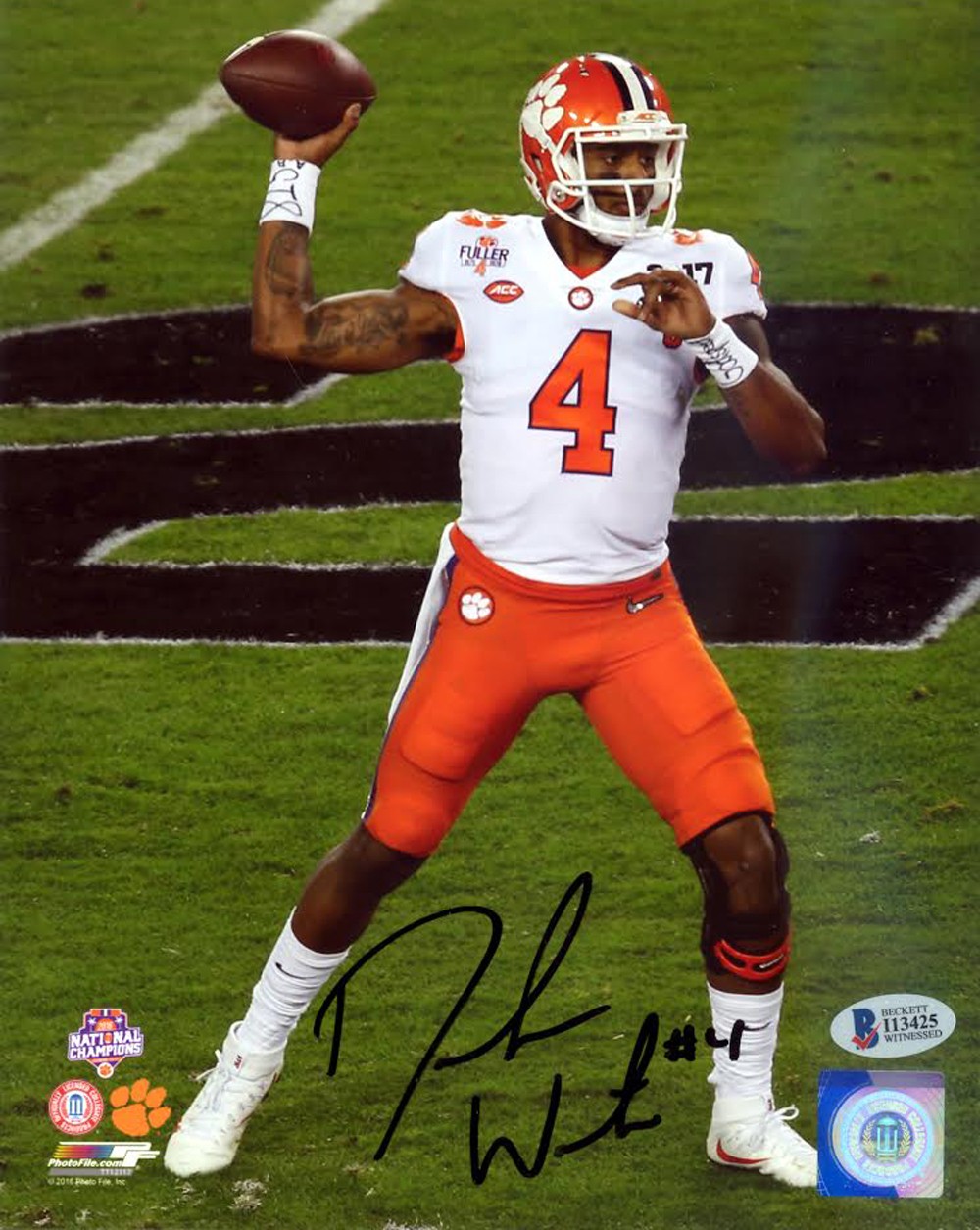 DeShaun Watson Autographed Signed 8x10 Photo Clemson ...
