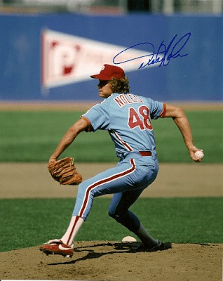 Dickie Noles autographed baseball card (Philadelphia Phillies