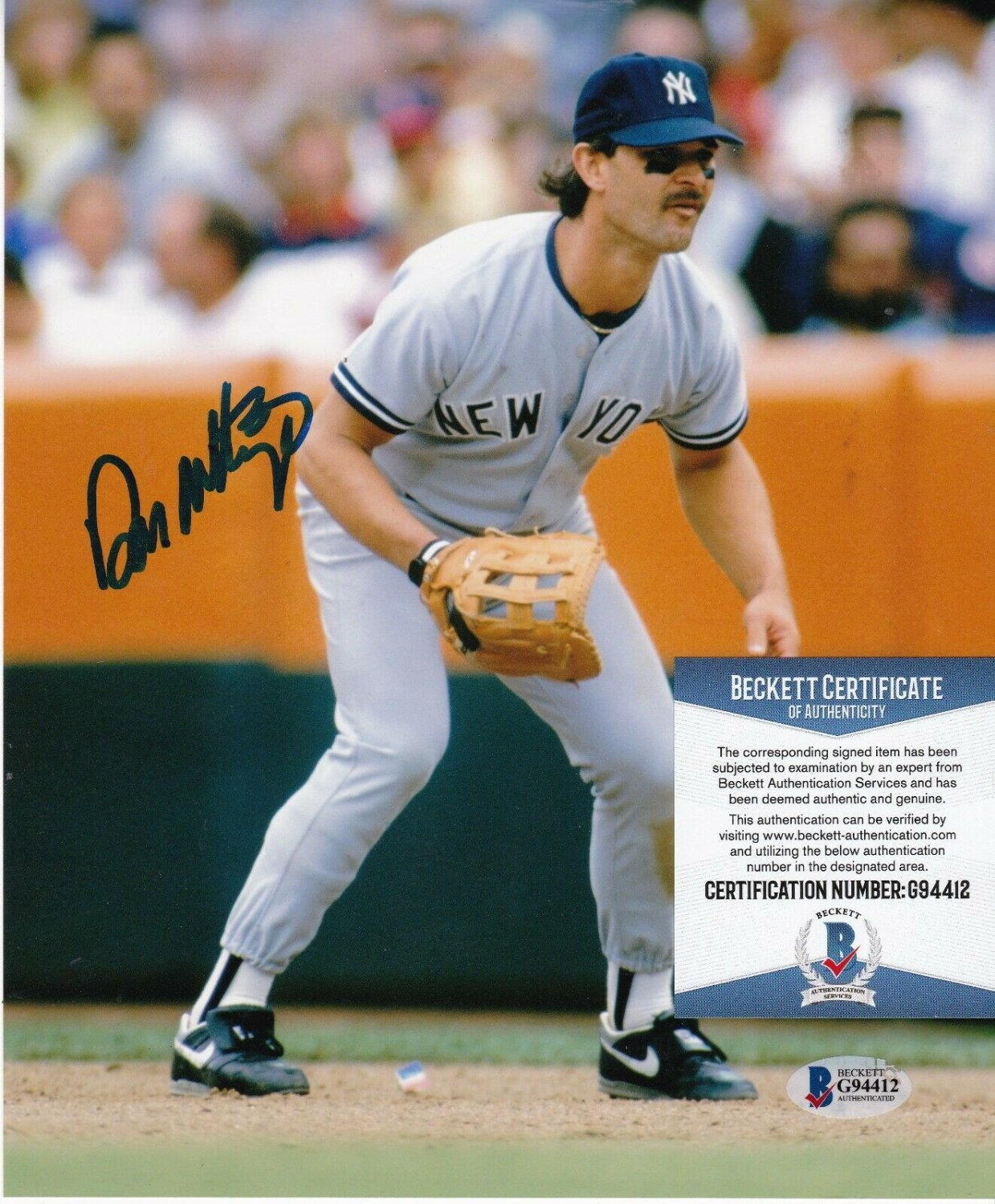 Don Mattingly Autographed Signed New York Yankees Beckett Authenticated