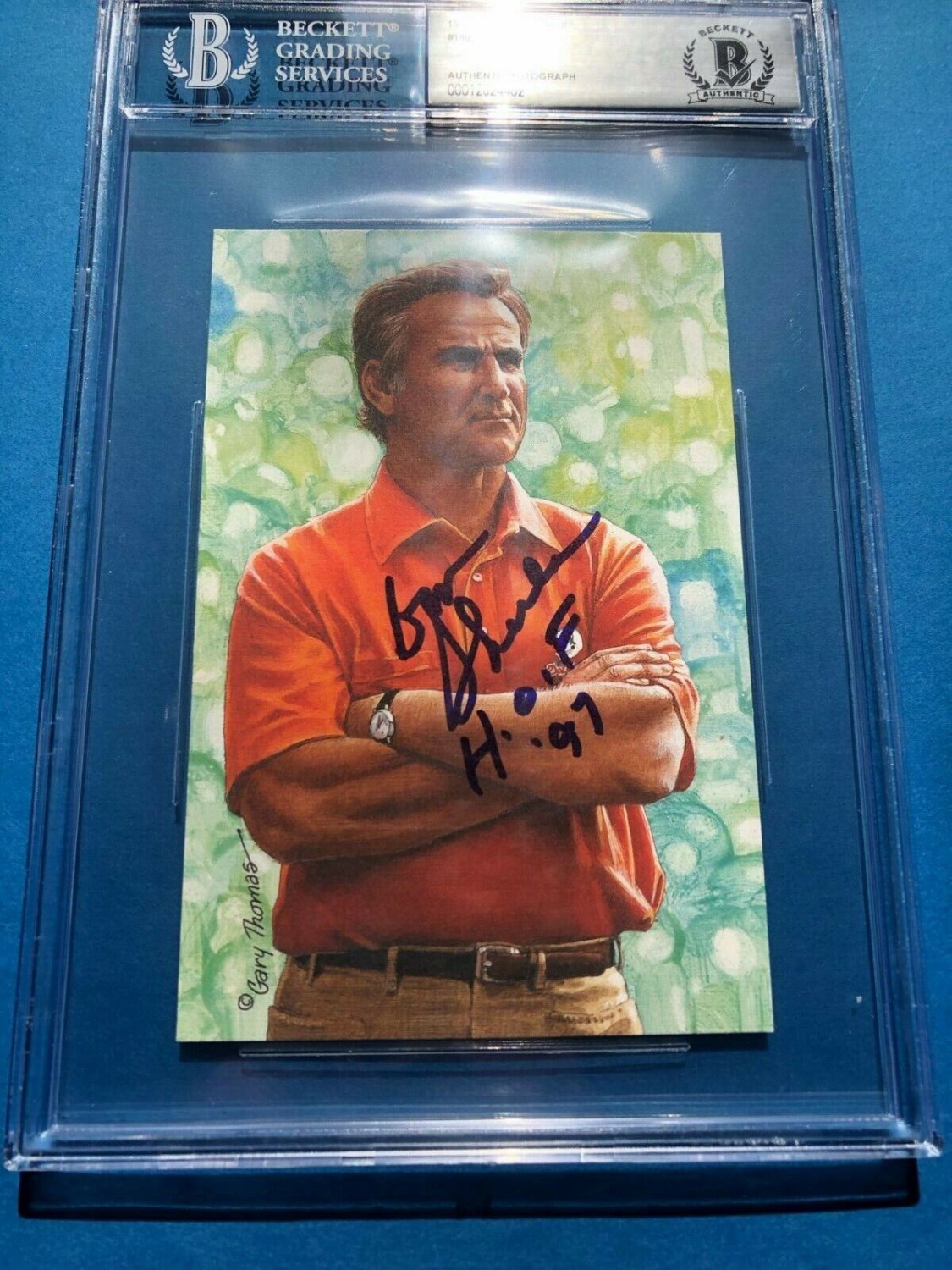 Don Shula Autographed Signed Goal Line Art Card #188 Beckett Beckett & HOF  Inscription