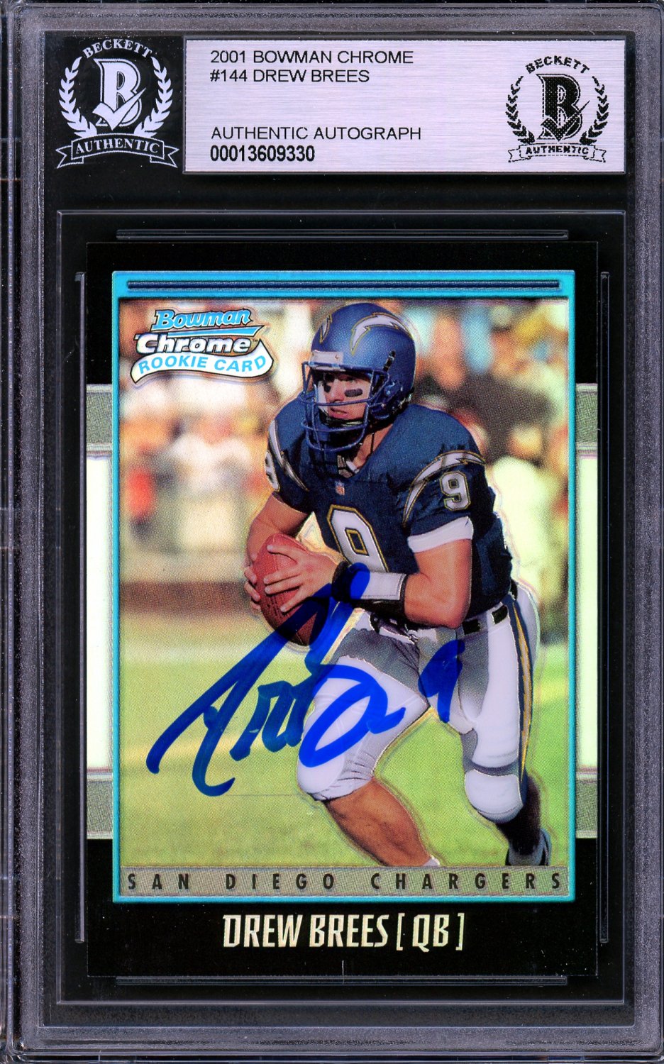 Drew Brees Autographed Signed 2001 Bowman Chrome Refractor Rookie