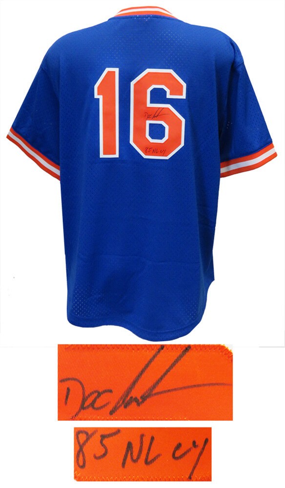 Dwight 'Doc' Gooden Autographed Signed New York Mets M&N Throwback Blue  Batting Practice Baseball Jersey w/85 NL CY