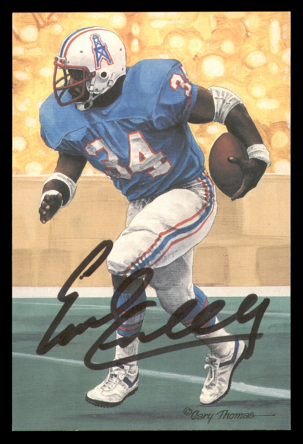 Earl Campbell Autographed Signed 1991 Goal Line Art Card #64